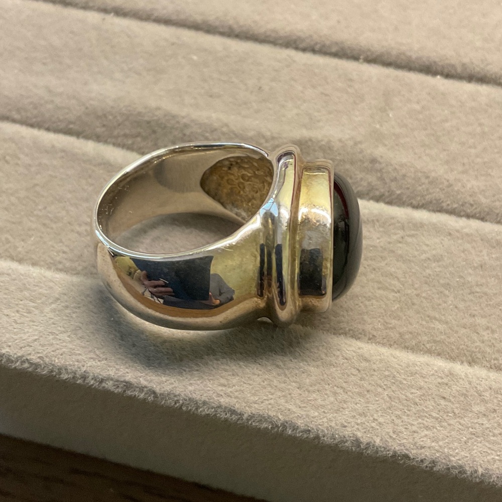 Sterling Silver with Dark Stone Ring - Picture 2 of 5
